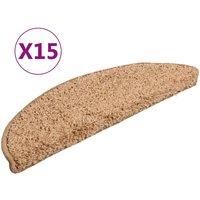 vidaXL 15x Carpet Stair Treads Two-sided Adhesive Tapes Non Slip Step Rug Mat Protector Beige 56x20cm