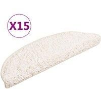 vidaXL 15x Stair Mats Two-sided Adhesive Tapes Non Slip Step Protector Tread Carpet Rug White 56x20cm 100% PP Tufted