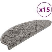 vidaXL 15x Carpet Stair Treads Two-sided Adhesive Tapes Non Slip Step Rug Mat Protector Grey 65x25cm
