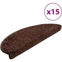 vidaXL Brown Carpet Stair Treads 15pcs, 65x21x4 cm, Made of 100% PP Tufted, Non-Slip and Warm, Protects from Scratches & Scuffs, Easy to Install