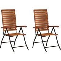2x Solid Acacia Wood Reclining Garden Chairs Outdoor Recliner Seating vidaXL