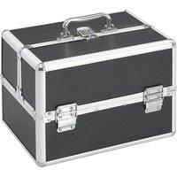 vidaxl Black Aluminium Make-up case - Portable Beauty Storage Organizer w/Trays & Lock 22x30x21 cm