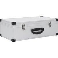 vidaXL CD Case - Silver CD Holder Box with Aluminum Trimming for 80 CDs, Made from Wood, ABS - Secure and Dust-Proof Storage