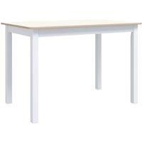 vidaXL Dining Table White and Brown 114x71x75 cm Solid Rubber Wood