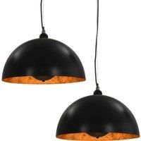vidaXL Ceiling Lamps - Set of 2, Stylish Black and Gold Semi-Spherical, Metal Shade and Ceiling Cap, for Residential and Commercial Space, E27 Compatible, Not Including Bulbs