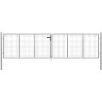 vidaXL Garden Gate Galvanised Steel 415X150cm Silver