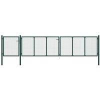 vidaXL Green Garden Gate - Heavy-Duty Corrosion and Rust-Resistant Steel Fence Gate with Lock and 3 Keys - Measures 500x75 cm