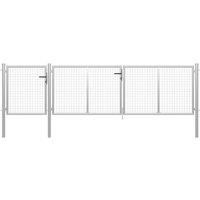 vidaXL Steel Garden Gate - Heavy-Duty, Rust-Resistant, Includes Lock and 3 Keys - Silver, 400x75 cm