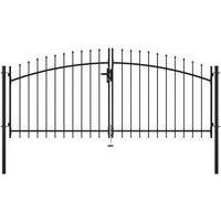 vidaXL Double Door Fence Gate with Spear Top 300x150 cm