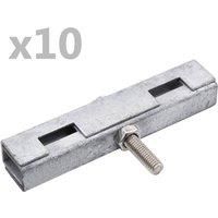 vidaXL Garden U-Mat Connectors - Galvanized Steel U Shape Connectors Suitable for 50x200mm Mesh & 656/868 Double Rod Grid - 10 Sets per Box – Durable & Rust Resistant