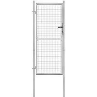 vidaXL Garden Gate Garden Gate Fence Gate Garden Gate Fence Door Yard Gate Metal Gate Single Gate Yard Door Galvanised Steel 105 x 250 cm Silver