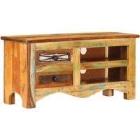 vidaXL Retro TV Cabinet: Handmade Solid Reclaimed Wood, 80x30x40cm - Ample Storage Space with 2 Drawers and 2 Compartments - Perfect for Living Room, Bedroom, Office