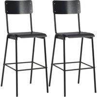 vidaXL Modern Bar Chairs - Set of Two Black Solid Plywood and Powder-Coated Steel - Stackable and Easy-to-Clean - Suitable for Dining Room and Kitchen - dimensions 41.5 x 59 x 116.5 cm