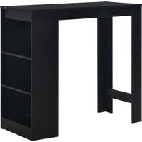 vidaXL Black Bar Table with Shelf - Contemporary Dining Table with Design and Storage for Small Spaces, Made of Engineered Wood