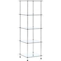 vidaXL 5-Tier Transparent Shelf, Tempered Glass & Stainless Steel Frame, Versatile Storage Unit for Living Room/Bathroom/Office, 40x40x130 cm