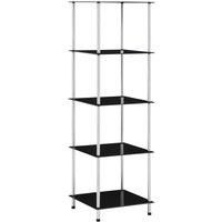 vidaXL 5-Tier Tempered Glass Shelf - Black 40x40x130 cm - Ideal for Living Room, Office, Bathroom - Contemporary Design and Multipurpose Use
