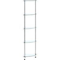 vidaXL 5-Tier Shelf, Transparent, Tempered Glass and Stainless Steel Frame, Sturdy and Contemporary - Perfect for Living Room, Bathroom or Office