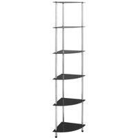 vidaXL 6-Tier Shelf Black 30x30x160 cm Tempered Glass