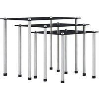 3x Nesting Tables Tempered Glass Stackable End Table Black/Transparent vidaXL