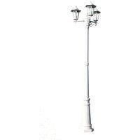 vidaXL White 3-Arm Garden Light Post - 215cm Aluminium Standing Lamp with Glass Lanterns for Outdoor, Patio & Pathway Lighting, E27, 60W, IP44