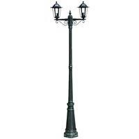 vidaXL Garden Light Post 2-arms 215 cm Dark Green/Black Aluminium