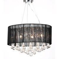 vidaXL Chandelier with 85 Crystals Black, Black