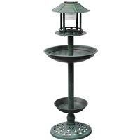 vidaXL Bird Bath/Feeder with Solar Light – Weather-Resistant Plastic Structure, Built-in Solar Panel, LED Lamp. Ideal for Garden, Patio, Balcony