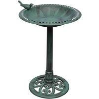 vidaXL Decorative Bird Bath in Weather-Resistant Plastic, Complete with Cup and Column, Suitable for Garden/Patio/Balcony - Green