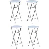 vidaXL Bar Tables - Set of 4, Modern White Foldable Tables with MDF Tabletop and Iron Legs, Easy Assembly, Space-Saving Design, Perfect for Home and Event Use