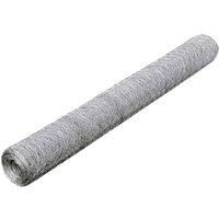 vidaXL Silver Mesh Fence Panel - Weather-Resistant Galvanized Steel Fencing for Garden, Farm, Industry - 25m Long, 1m Height. Hexagon Design, Easy to Cut and Install