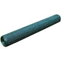 Vidaxl Mesh Fence Galvanised Steel Hexagon 1x25 M Dark Green