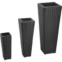 Garden Planter Set 3 pcs Poly Rattan Flower Raised Bed Multi Colours vidaXL