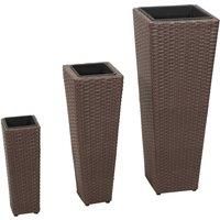VidaXL Garden Raised Beds 3 pcs Poly Rattan Brown
