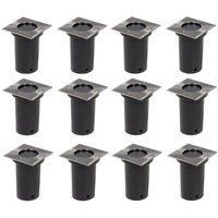 Outdoor Ground Lights 12 pcs Square  Silver  Vidaxl