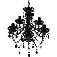 vidaXL Crystal Light 5 Bulbs Black Home Chandelier Ceiling Lighting Fixture