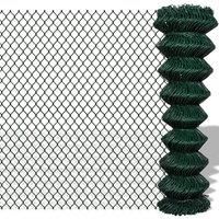 vidaXL Chain Link Fence Steel 1,5X15 M Green