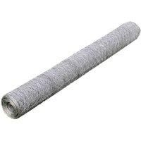 vidaXL Chicken Wire Fence - Galvanised Steel Silver - Ideal for Fencing, Tree and Plant Protection, Aviaries, Rabbit and Chicken Cages - Waterproof and Weatherproof - 25x0.5 m