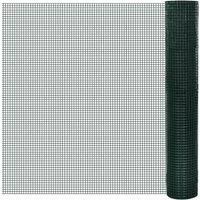 vidaXL Chicken Wire Fence Galvanized Steel with PVC Coating - Perfect for Fencing, Poultry Protection, and Construction of Animal Cages - 25x1 m in Forest Green Colour