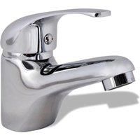 vidaXL Basin Mixer Tap Chrome Bathroom Kitchen Deck Mounted Faucet Fixture