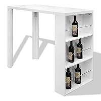 vidaXL High-Gloss White Wine Rack Bar Table, Contemporary MDF Design, Optimised for Small Spaces with Storage Rack