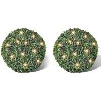2x Topiary Ball 27cm Artificial Leaf with Solar LED String Fake Plant vidaXL