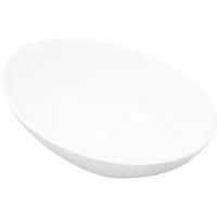 /'vidaXL Luxury White Ceramic Basin Oval-Shaped Sink - Elegantly Designed with High Gloss Finish, for Modern Bathroom, Decorative and Practical