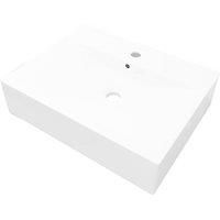 VidaXL Rectangular Ceramic Basin Sink with Faucet Hole - White