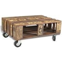 vidaXL Coffee Table with 4 Wheels Reclaimed Wood