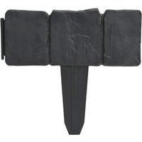 Plastic Garden/Lawn Fence Stone Look 41 pcs 10 m