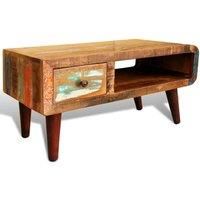 vidaXL Antique-Style Coffee Table - Reclaimed Wood - Handcrafted Home Furniture with Storage Drawer - 90x45x45cm - Lounge/Living Area