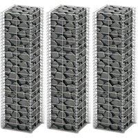 NNEVL Gabion Set 3 pcs Galvanised Wire 25x25x100 cm