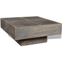 vidaXL Solid Mango Wood Coffee Table/Side Table - 68x68x30cm, Dark Brown, Square Retro Design, Fully Assembled, for Living Room/Lounge/Patio