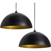 vidaXL 2x Ceiling Lamp Height-adjustable Semi-spherical Black Lighting Fixture