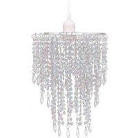 vidaXL Elegant Crystal Pendant Chandelier - Transparent Hanging Lamp for Living Room and Dining Room, Steel Frame